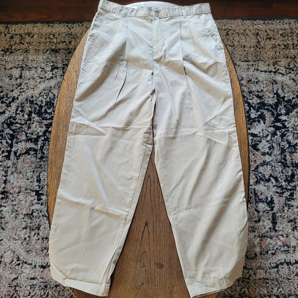 White Stag Pants - White Stag Tan Classic Twill Pleated Front Khaki Pants Size Women 16 Petite NEW